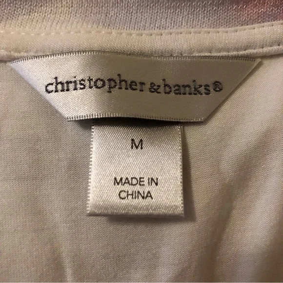 Christopher & Banks Abstract Floral Blouse 3/4 Length Sleeves built in tank top - Picture 8 of 10